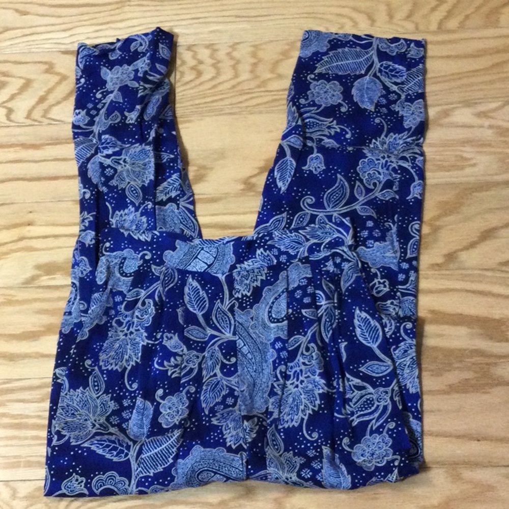 6 Tanner boho royal blue print pants